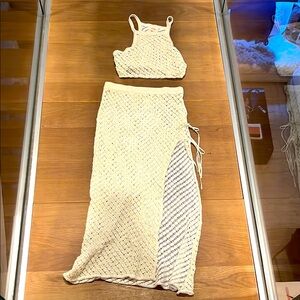 Camila Coelho set in beige and metallic